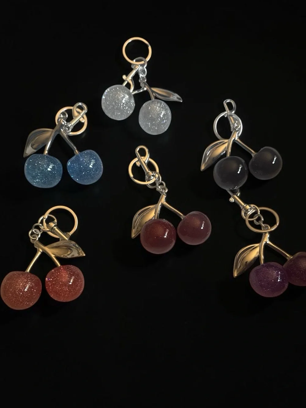Cherry Bag Charm Keychains - Assorted - ‼️PICK ONE‼️ (silver tone hardware)